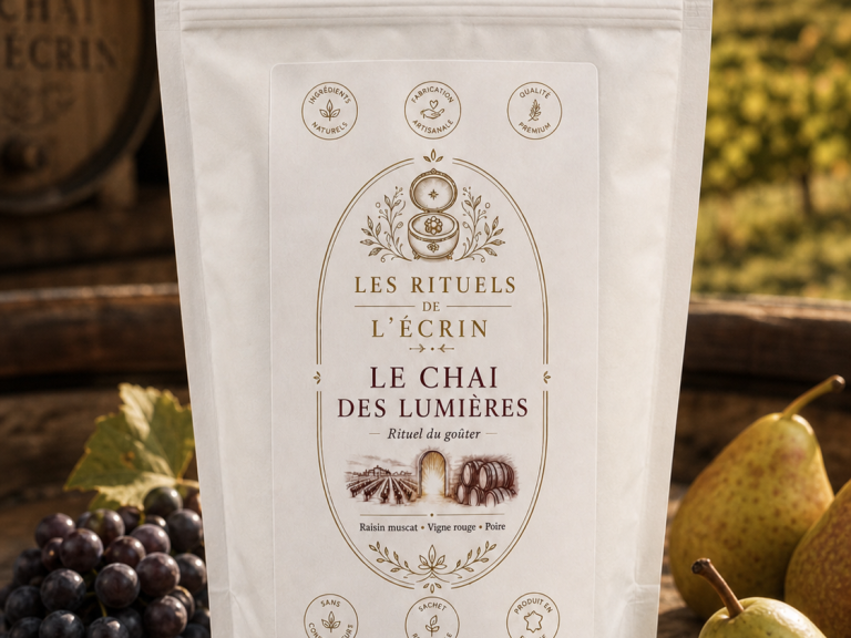 Le Chai des Lumières - Rituel du goûter Le Chai des lumières, infusion du goûter aux notes de raisin muscat, vigne rouge,poire.