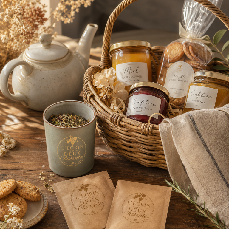 Une sélection de produits régionaux et d'infusions signature, pensée pour prolonger l'expérience et mettre en valeur le territoire.