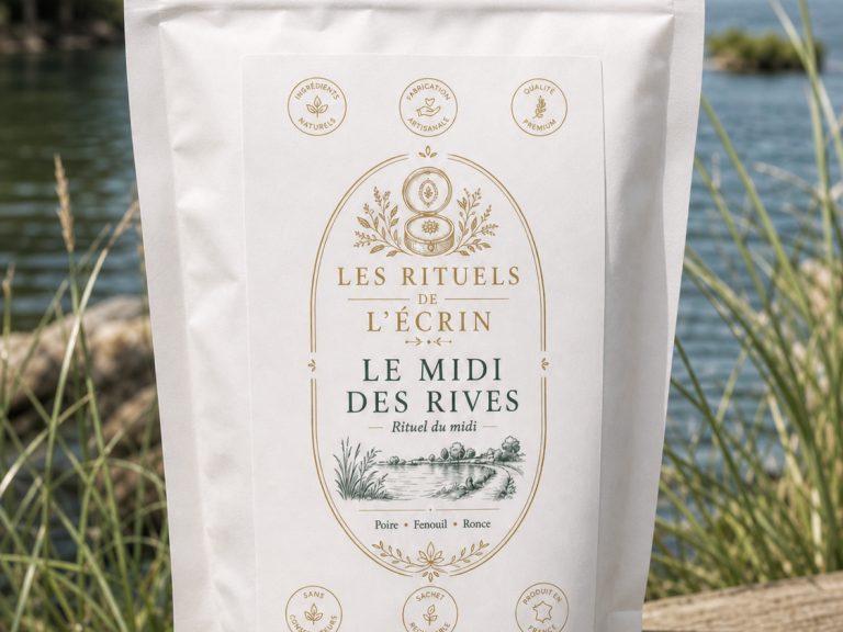 Le mi=Midi des Rives - Rituel du midi Le Midi des Rives, infusion du midi aux notes de poire, fenouil et ronce.